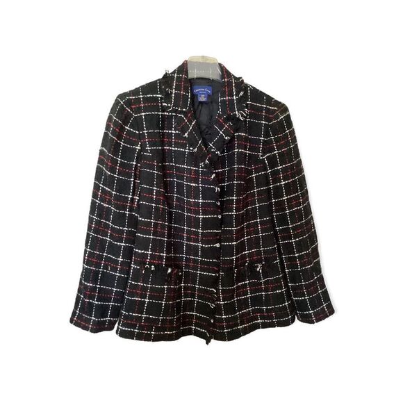 Vintage Plaid Wool Blend Blazer / Jacket 14W - Picture 1 of 7